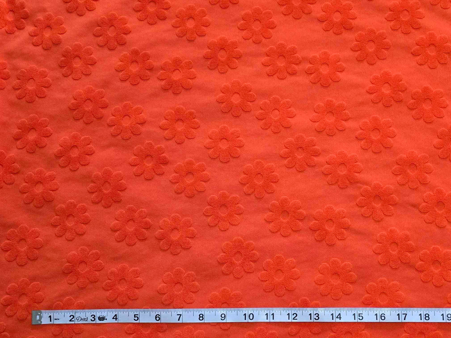 Orange Poly Spandex Floral Jacquard Knit