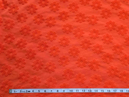 Orange Poly Spandex Floral Jacquard Knit