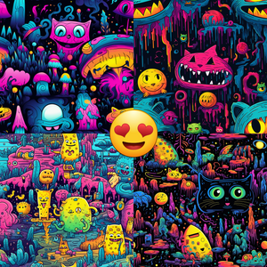 Pack of 4 Trippy Cat Seamless Files