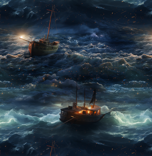 Ships Stormy Night Seamless File