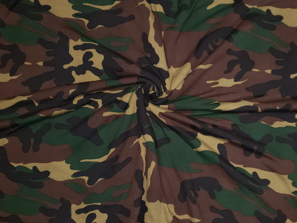 Forest Olive Camouflage Double Brushed Poly