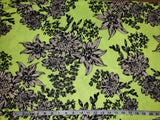 Neon Green Floral Double Brushed Poly