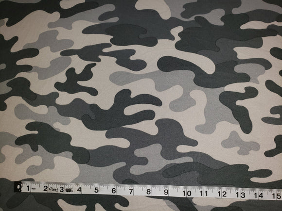 Grey Camouflage Double Brushed Poly