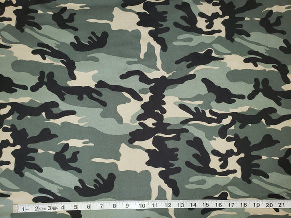 Teal Camouflage Double Brushed Poly