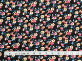 Ditsy Floral on Black Background Double Brushed Poly
