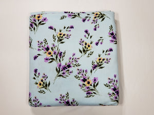Lavender/Blue Floral Rib Knit