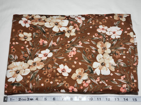 Brown Floral Double Brushed Poly