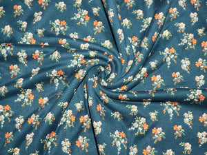 Teal Floral Double Brushed Poly