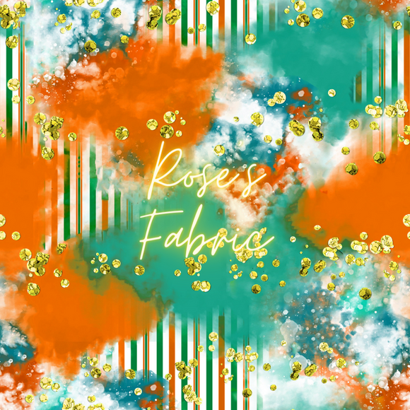 Orange & Teal Stripe Splatter Seamless File